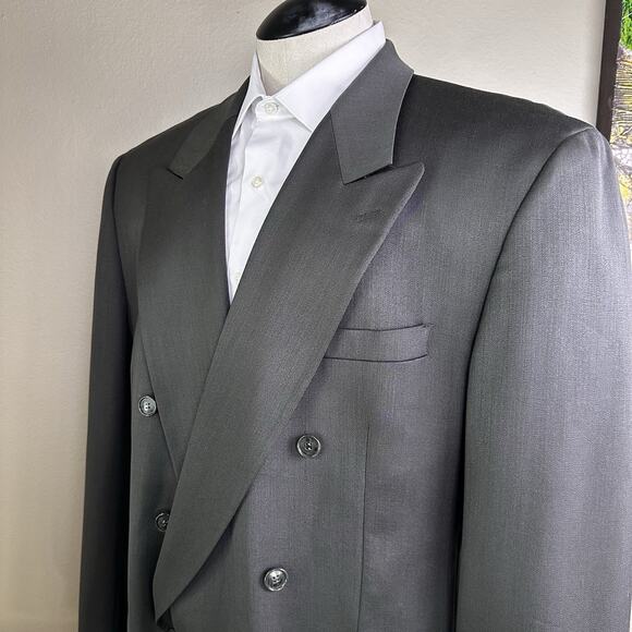 Albert Nipon Men 52R Double breasted Dark Olive Blazer Sport Coat - Picture 1 of 16